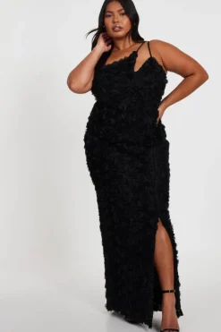 Maxi Dresses*Quiz Curve One Shoulder Floral Maxi Dress Black