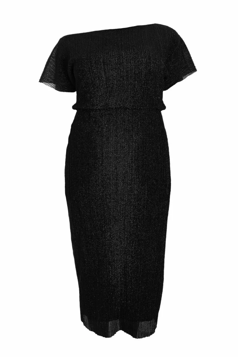Midi Dresses*Quiz Curve Pleated Midi Dress Black