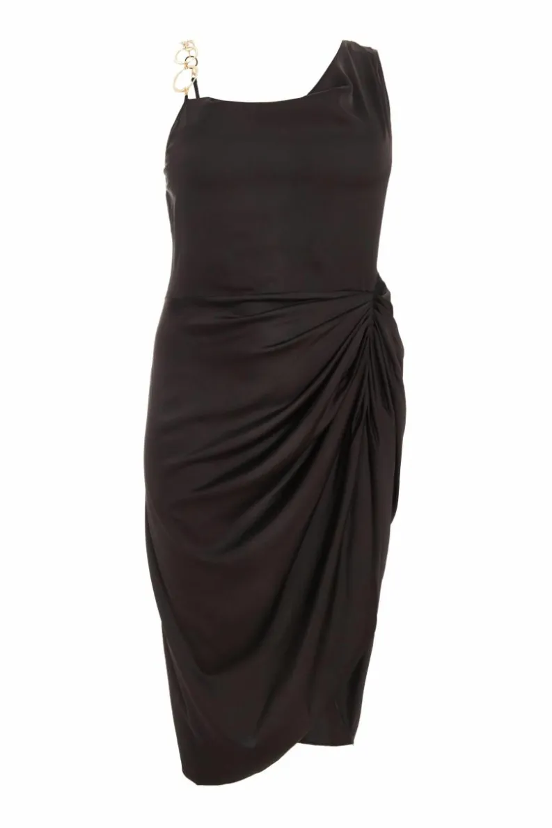 Midi Dresses*Quiz Curve Satin Midi Dress Black
