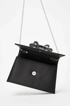 Handbags*Quiz Diamante Bow Bag Black