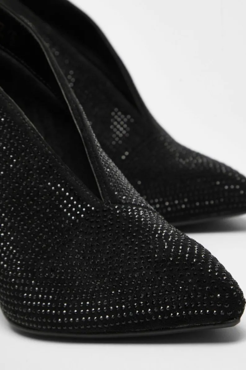 Heeled Boots*Quiz Diamante Heeled Shoe Boots Black
