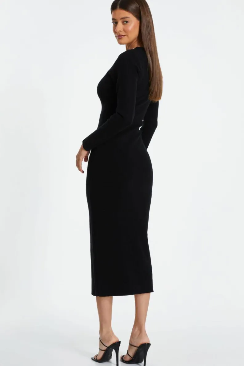 Jumper Dresses|Jumper Dresses*Quiz Diamante Trim Jumper Dress Black