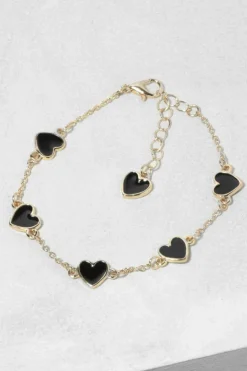 Bracelets*boohoo Enamel Scattered Heart Bracelet black