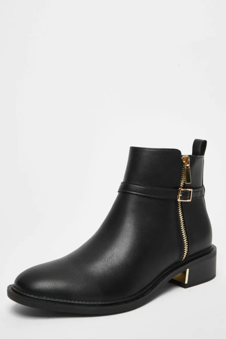 Ankle Boots*Quiz Faux Leather Ankle Boot Black