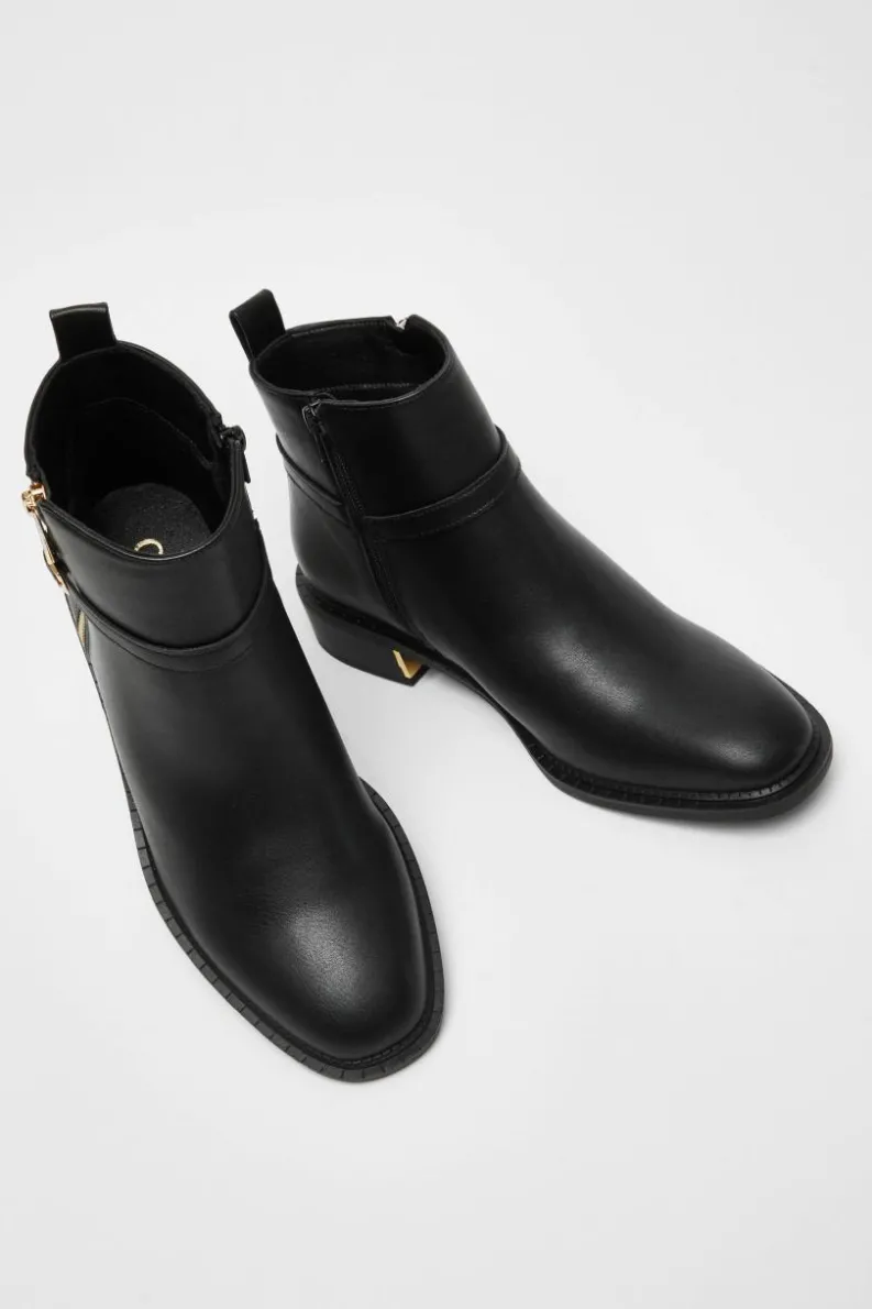 Ankle Boots*Quiz Faux Leather Ankle Boot Black