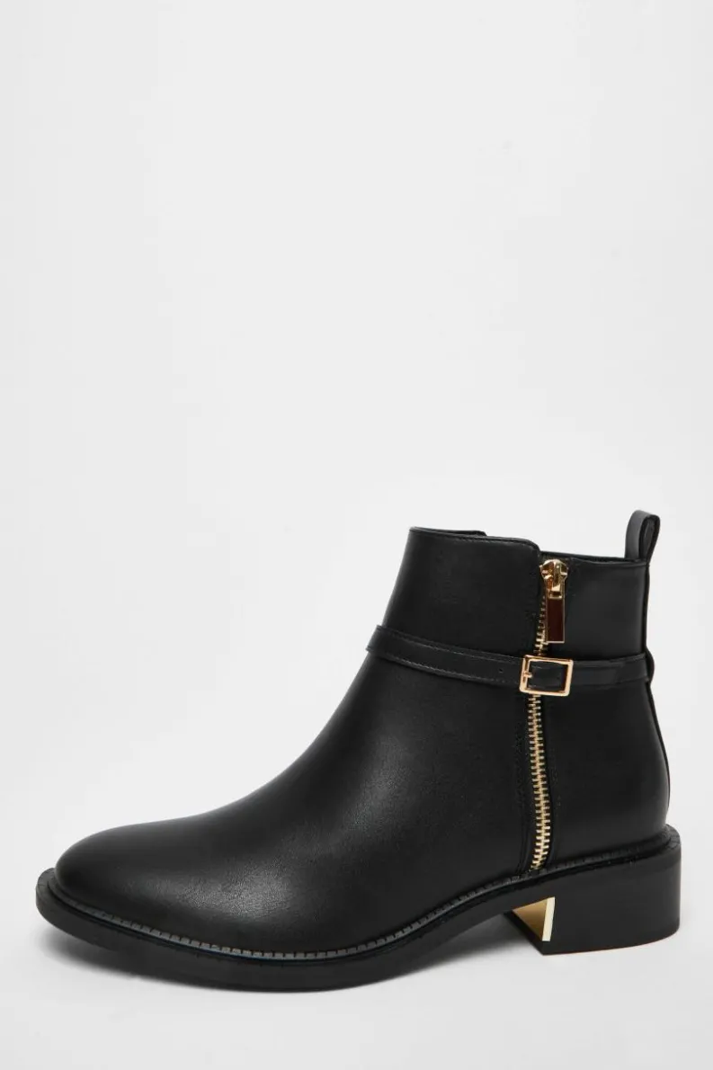 Ankle Boots*Quiz Faux Leather Ankle Boot Black