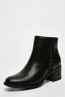 Ankle Boots*Quiz Faux Leather Embellished Ankle Boot Black