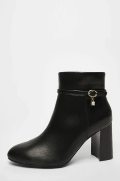 Heeled Boots|Ankle Boots*Quiz Faux Leather Heeled Ankle Boot Black