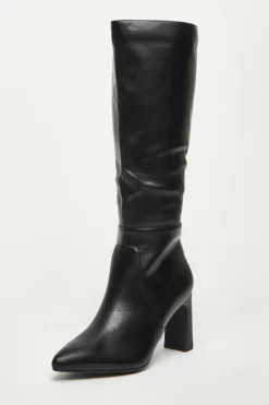 All Boots|Boots*Quiz Faux Leather Knee High Boots Black