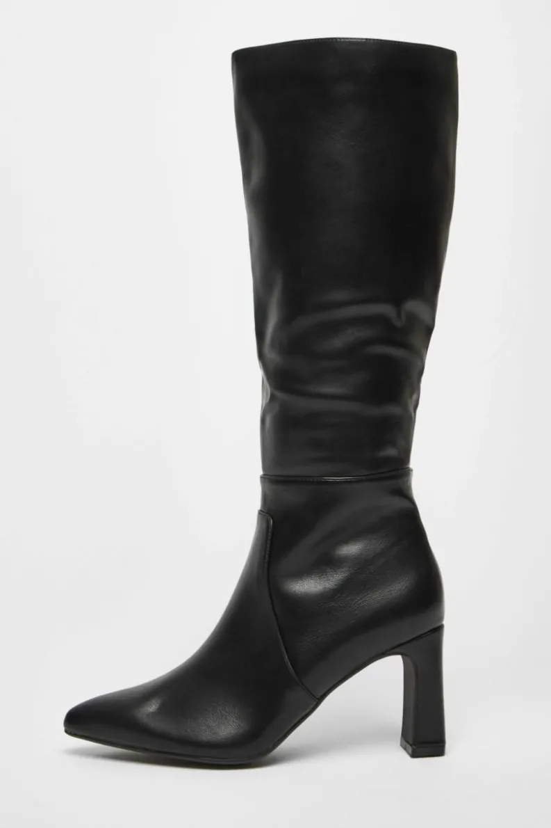 All Boots|Boots*Quiz Faux Leather Knee High Boots Black