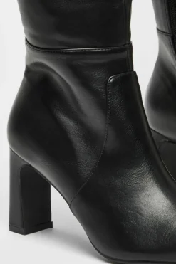 All Boots|Boots*Quiz Faux Leather Knee High Boots Black