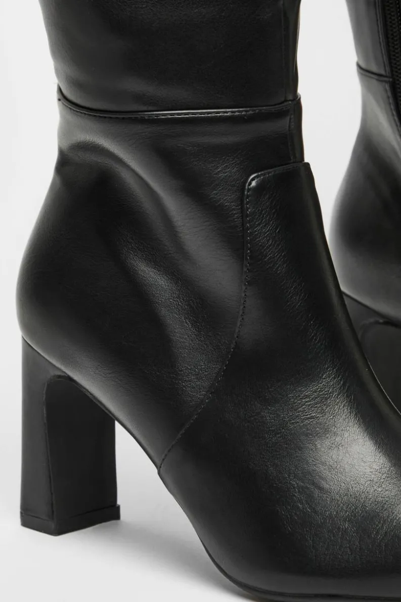 All Boots|Boots*Quiz Faux Leather Knee High Boots Black