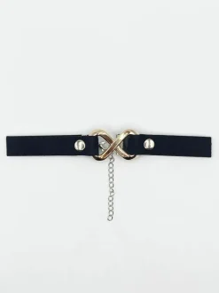 Necklaces*SVNX Faux Suede Choker Necklace With Gold Metal Centre Piece Black