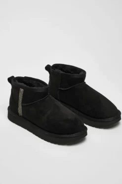 Ankle Boots*Quiz Faux Suede Diamante Ankle Boots Black