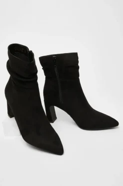 Ankle Boots*Quiz Faux Suede Ruched Ankle Boots Black