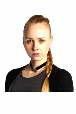 Necklaces*SVNX Faux Velvet Choker Necklace with Grey Jewel Black