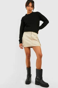Jumpers|Knitwear*boohoo Fisherman Crew Neck Jumper black