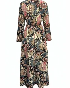 Wrap Dresses*Azura Exchange Floral Print V Neck Wrap High Waist Maxi Dress Black