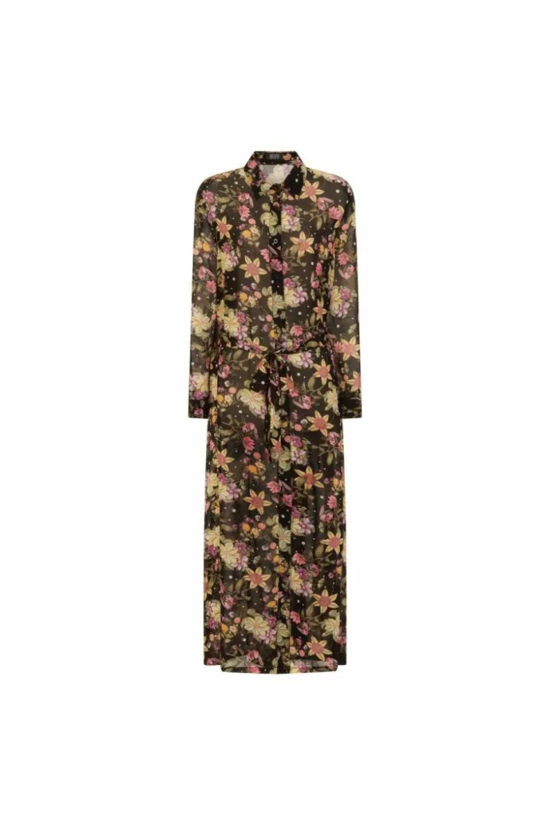 Shirt Dresses*Girls On Film Floral Shirt Dress Black