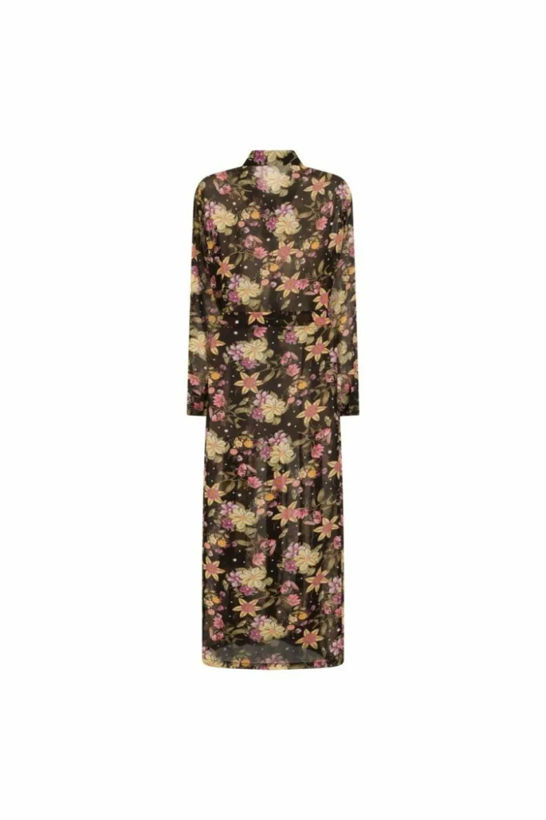 Shirt Dresses*Girls On Film Floral Shirt Dress Black