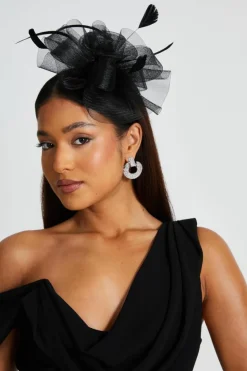 Hair Accessories*Quiz Flower Diamante Headband Fascinator Black