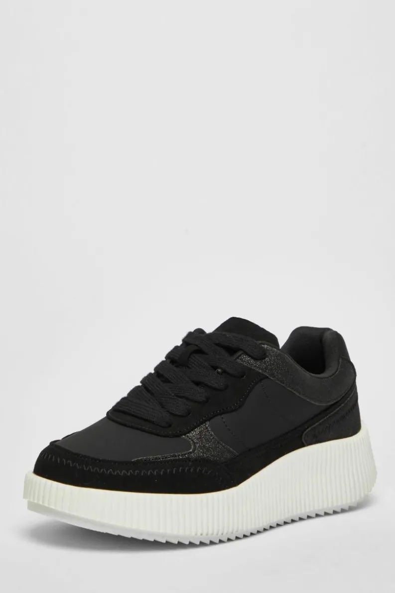 Trainers*Quiz Glitter Chunky Trainers Black