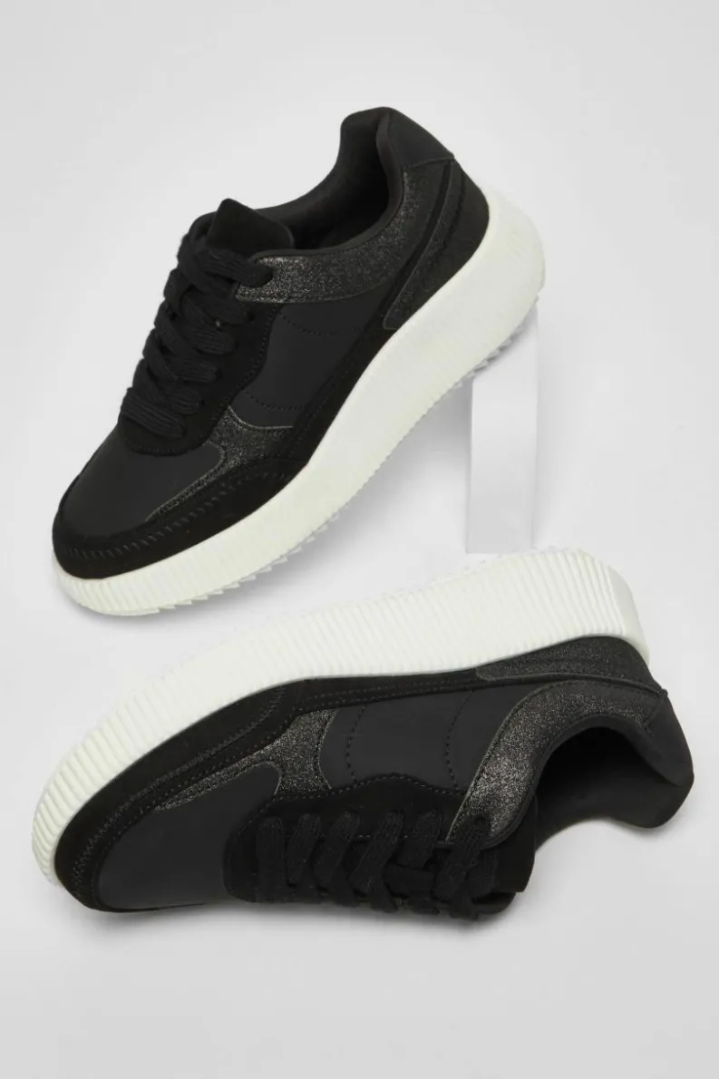 Trainers*Quiz Glitter Chunky Trainers Black