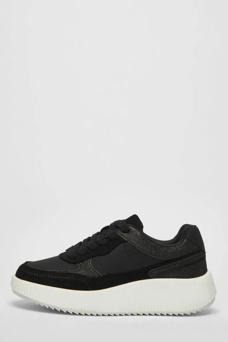 Trainers*Quiz Glitter Chunky Trainers Black