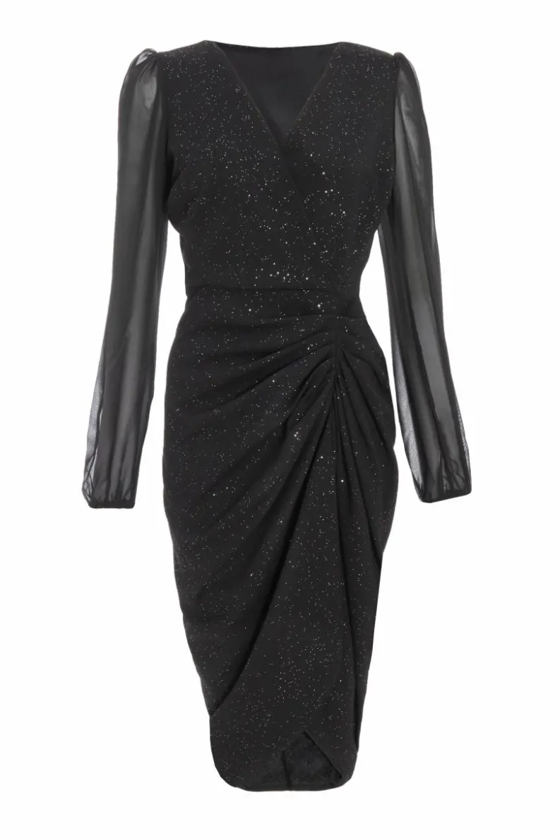 Midi Dresses*Quiz Glitter Midi Dress Black