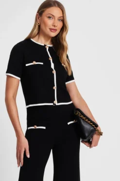 Cardigans*Quiz Knit Contrast Top Black