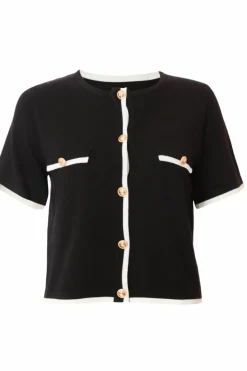 Cardigans*Quiz Knit Contrast Top Black