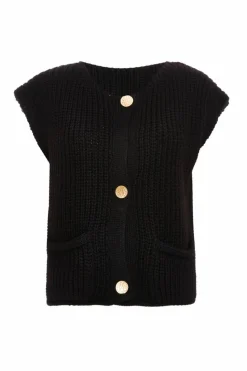 Cardigans*Quiz Knit Sleeveless Cardigan Black