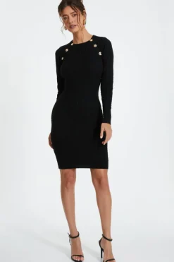 Jumper Dresses|Jumper Dresses*Quiz Knitted Jacquard Mini Dress Black