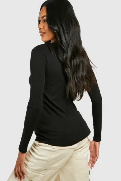 Long Sleeve Tops|Tops*boohoo Maternity Basic Long Sleeve Scoop Neck Top black