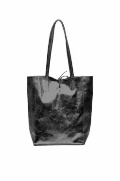 Tote Bags*Sostter Metallic Leather Tote Shopper Bag | BIXNN Black