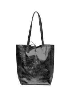 Tote Bags*Sostter Metallic Leather Tote Shopper Bag | BIXNN Black
