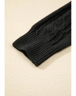 Cardigans*Azura Exchange Open Knit Drop Shoulder Sweater Cardigan Black