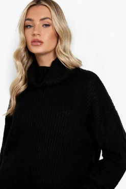 Oversized Jumpers|Jumpers*boohoo Oversized Roll Neck Jumper black