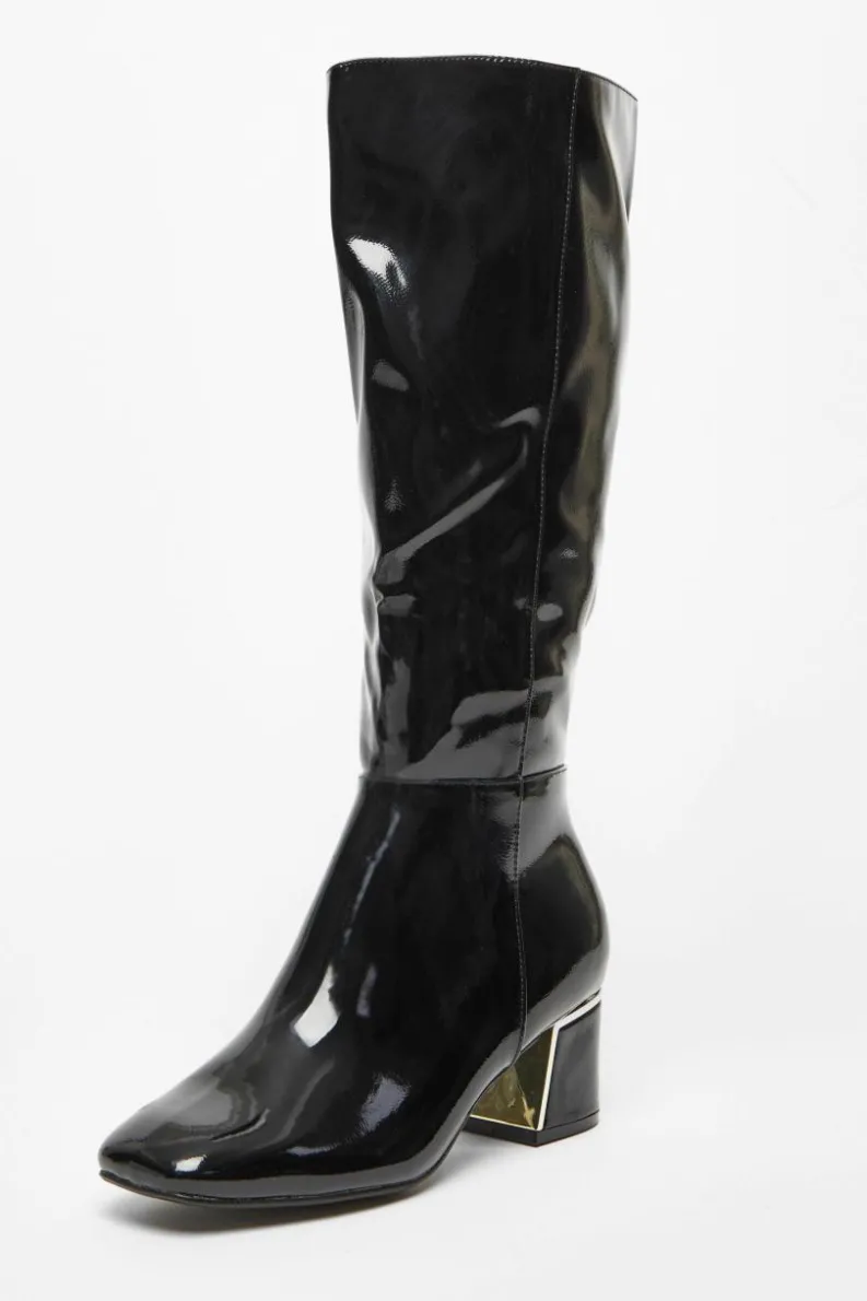 All Boots|Boots*Quiz Patent Knee High Boots Black