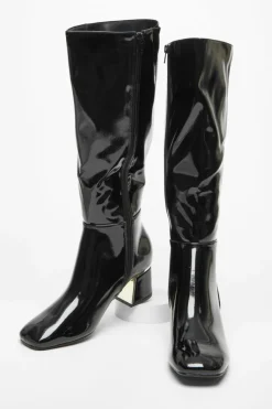 All Boots|Boots*Quiz Patent Knee High Boots Black