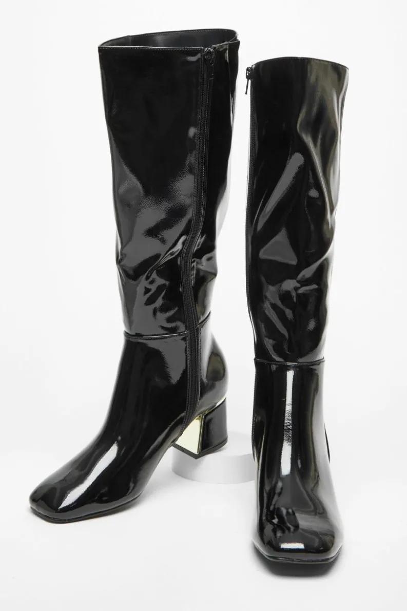 All Boots|Boots*Quiz Patent Knee High Boots Black
