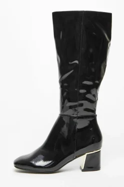All Boots|Boots*Quiz Patent Knee High Boots Black