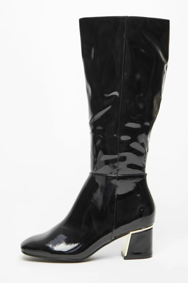 All Boots|Boots*Quiz Patent Knee High Boots Black