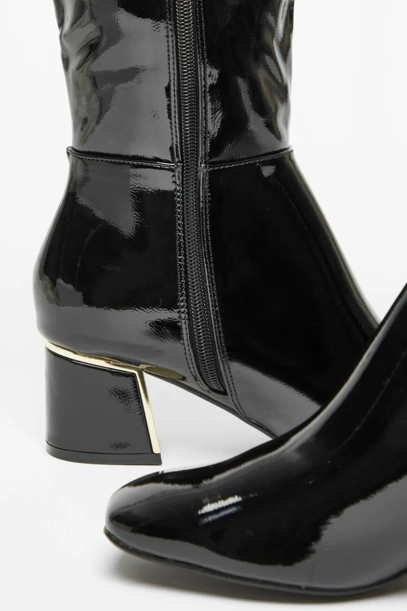 All Boots|Boots*Quiz Patent Knee High Boots Black