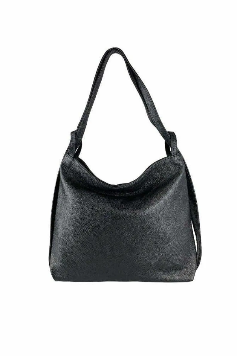 Cross-Body Bags|Handbags*Sostter Pebbled Leather Convertible Tote Backpack | BYEDD Black