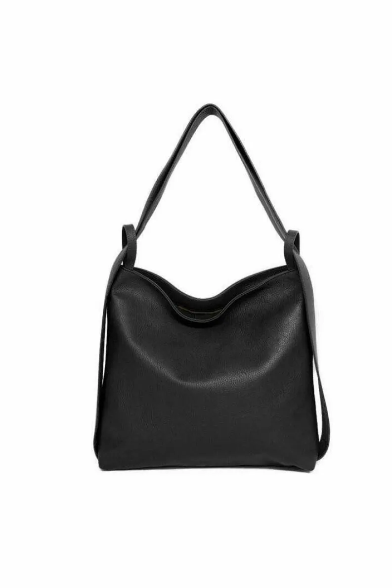 Cross-Body Bags|Handbags*Sostter Pebbled Leather Convertible Tote Backpack | BYEDD Black