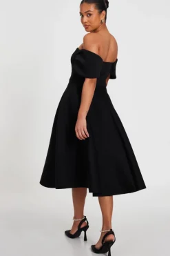 Midi Dresses*Quiz Petite Bardot Midi Skater Dress Black