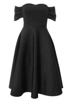 Midi Dresses*Quiz Petite Bardot Midi Skater Dress Black