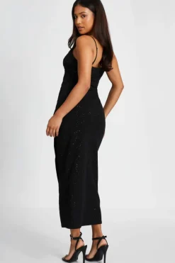 Wrap Dresses*Quiz Petite Glitter Wrap Midaxi Dress Black
