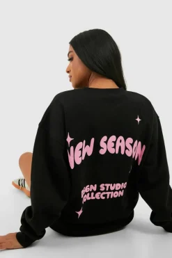 Sweatshirts|Hoodies & Sweatshirts*boohoo Petite New Season Bubble Slogan Sweatshirt black